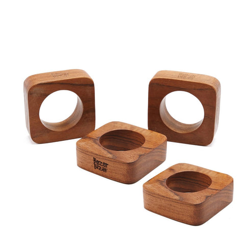 Set van 4 serviettenringen 'Teak Root', close-up