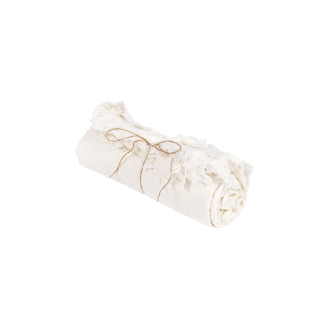 Wit linnen tafelkleed The Linen White 150x250 opgerold