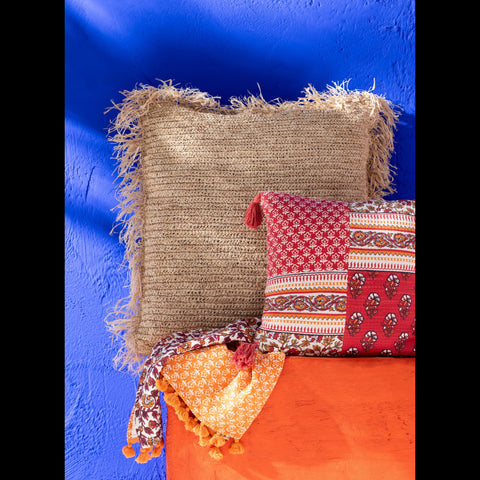 J-Line Kussen 'Raffia' (large)