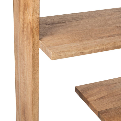 Detail van de onderzijde van de J-Line boekenkast Mango Wood Natural Medium.