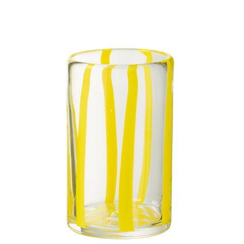 J-Line Glas 'Stripes' (geel)