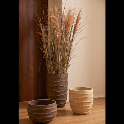 J-Line Bloempot 'Waves Dark Brown' (small)