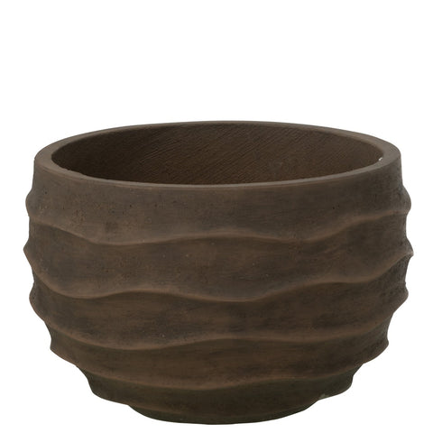 J-Line Bloempot 'Waves Dark Brown' (small)