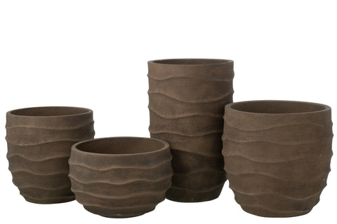 J-Line Bloempot 'Waves Dark Brown' (extra Large)