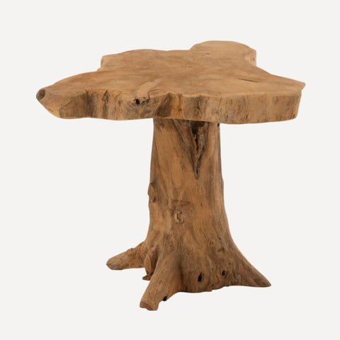 Teakhouten boomstamtafel in naturel houtkleur