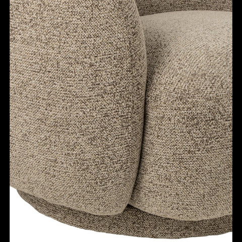 Detail van de voorzijde van de J-Line draaibare loungestoel Margo in bruin en ecru