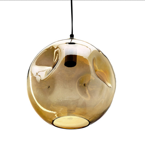 Detail van Bubella Pendant in pale gold handgeblazen gerecycleerd glas