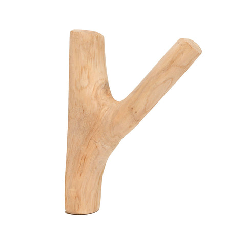 Naturelkleurige houten kapstokhaak The Hook van Bazar Bizar in teak