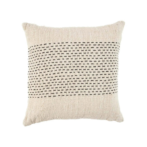 Kussen The Misty van Bazar Bizar, beige met zwart patroon, vooraanzicht.