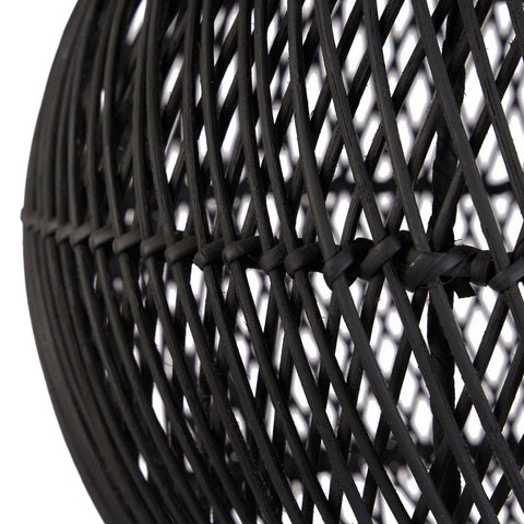 Binnenzijde van The Bubble small, handgeweven raffia details in zwart.