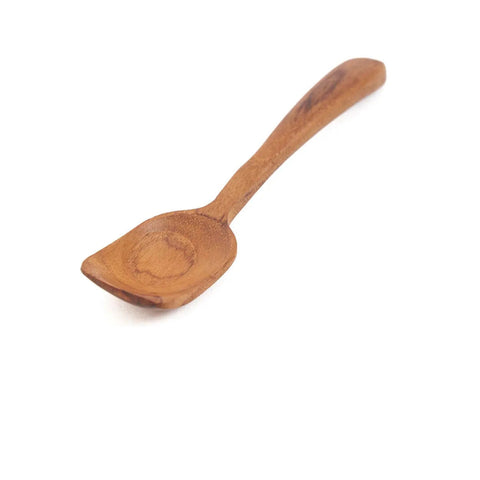 Zijaanzicht van de handgemaakte The Ice Cream Spoon van teakhout