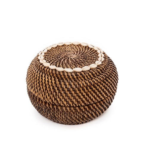 Bazar Bizar The Colonial Peek-a-Boo ronde bruine rotan mand met deksel