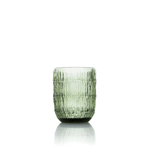 Bazar Bizar Moss Ripple waterglas in groen gerecycleerd glas 10 cm hoog