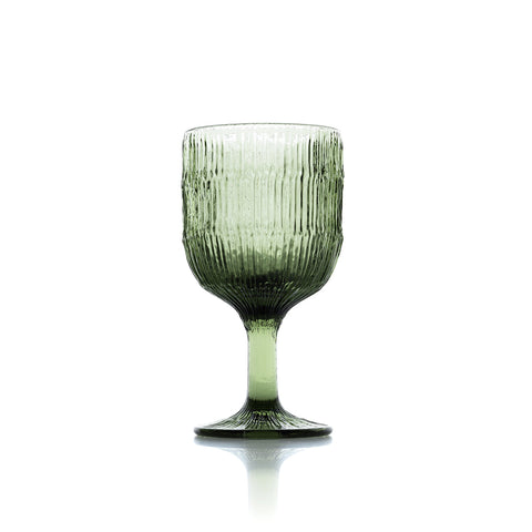 Bazar Bizar Moss Ripple wijnglas in groen gerecycleerd glas 16 cm hoog