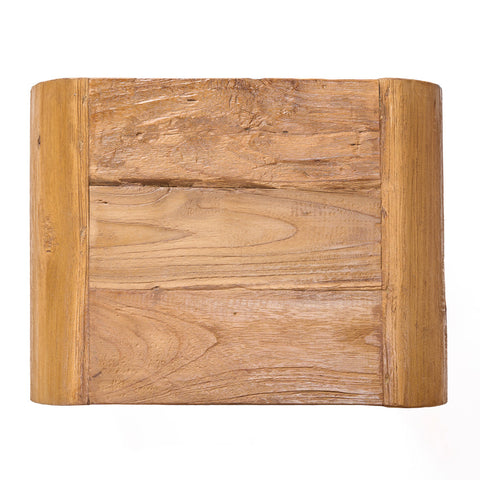 Bovenzijde van de The Arc bijzettafel van naturel teakhout