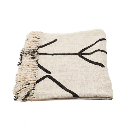 Opgevouwen Bazar Bizar The Evil Eye plaid met natuurlijke katoenen structuur.