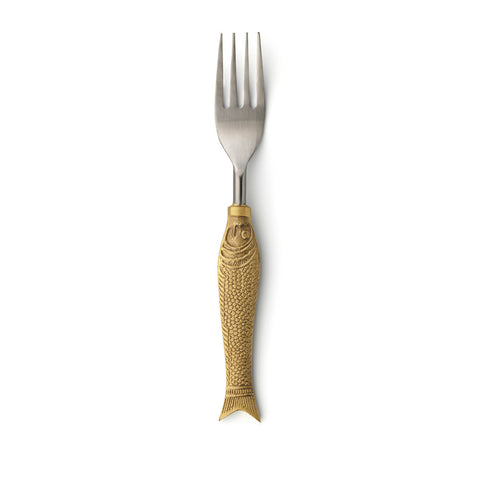 Bazar Bizar vork The Fish Shaped Large van goudkleurig messing