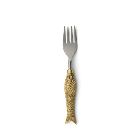 Bazar Bizar The Fish Shaped Small vork van goudkleurig messing