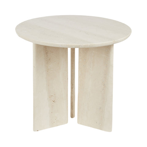 Bijzettafel 'Travertin' volledig, beige natuursteen, Studio Femme