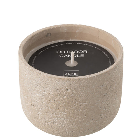 J-Line buitenkaars beige cement pot large met label