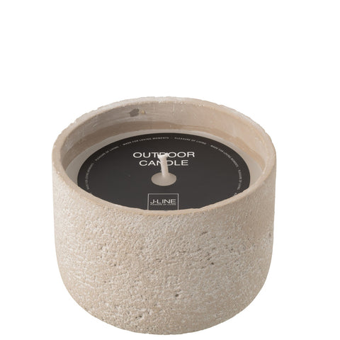 J-Line buitenkaars beige cement pot medium met label