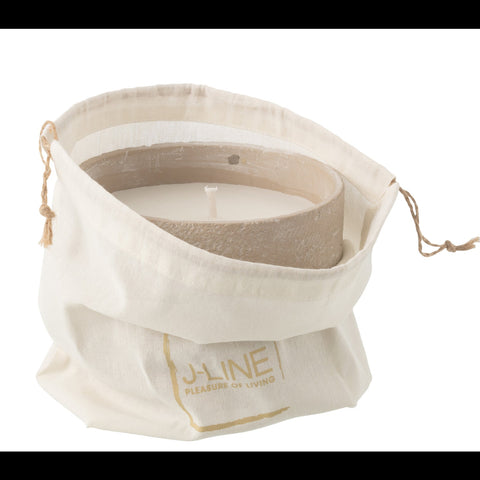 J-Line buitenkaars beige cement pot medium met label