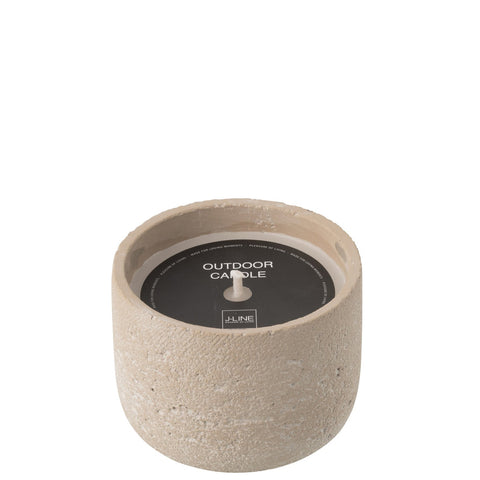 J-Line buitenkaars beige cement pot small met label