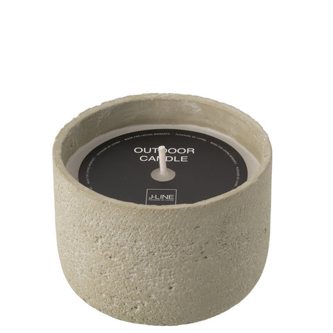 J-Line buitenkaars lichtgroen cement pot medium met label