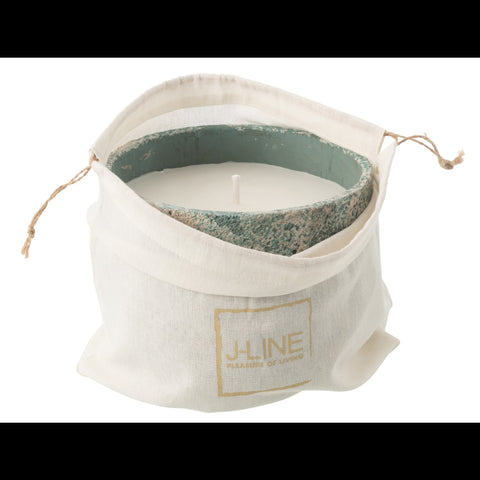 Buitenkaars cement turquoise large in open verpakking