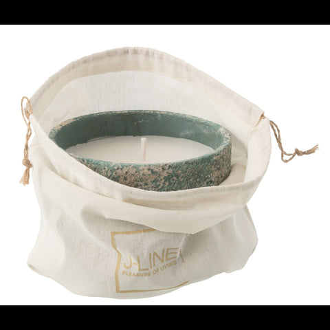 Buitenkaars cement turquoise medium in open verpakking
