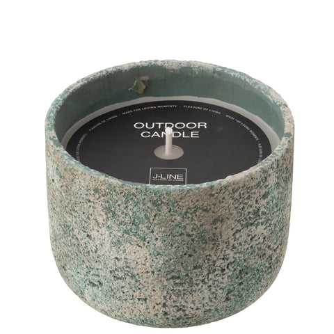 J-Line buitenkaars turquoise cement pot large met label