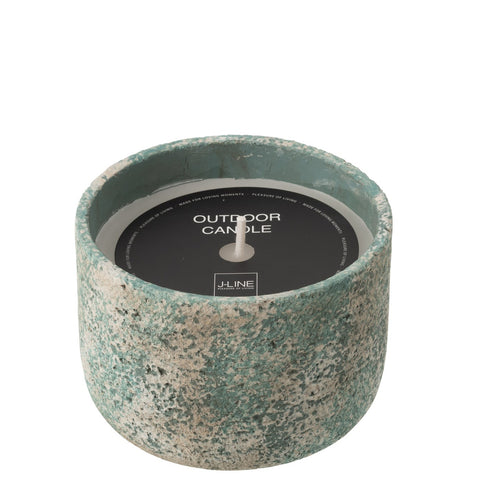 J-Line buitenkaars turquoise cement pot medium met label