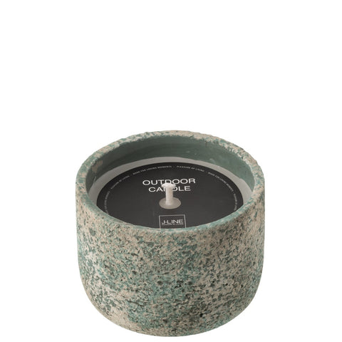 J-Line buitenkaars turquoise cement pot small met label