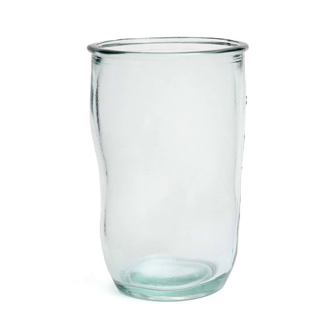 Glas Yin van Bazar Bizar – handgemaakt drinkglas uit gerecycleerd glas in naturel en blauw