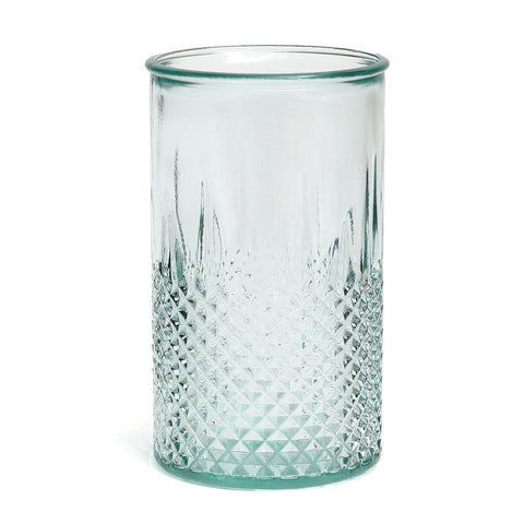 Glas Zuanshi – facet drinkglas van Bazar Bizar uit gerecycleerd glas, transparant met blauwe tint