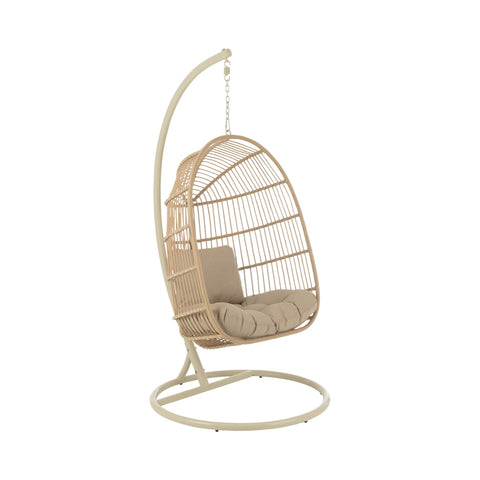 J-Line hangstoel Egga beige volledig zicht voor tuin en terras
