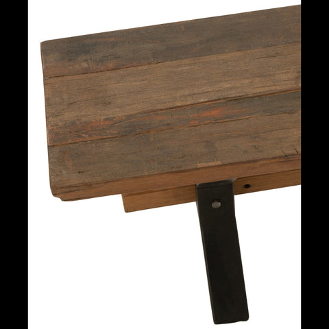 Detail van gerecycleerd houten zitvlak van J-Line Vintage Wood Brown bank