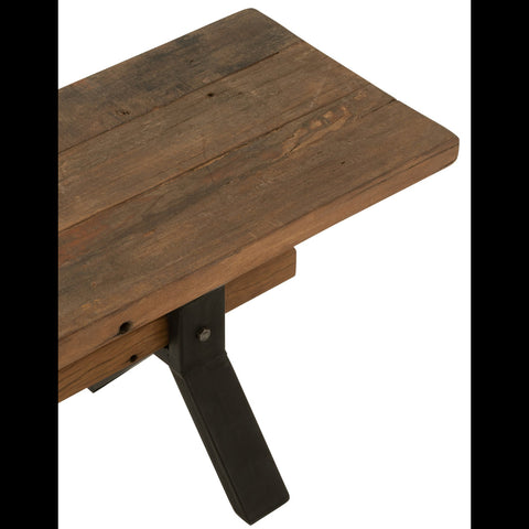 Close-up houtstructuur van gerecycleerd hout van J-Line Vintage Wood Brown bank