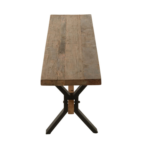 Zijkant van J-Line Vintage Wood Brown houten bank met metalen frame