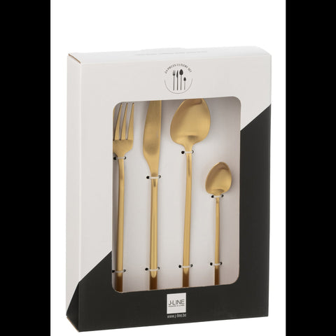 Verpakking van de J-Line bestekset 24 stuks Matt Gold.
