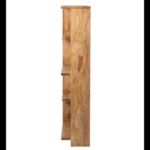 Zijkant van de J-Line boekenkast Mango Wood Natural Medium van mangohout.