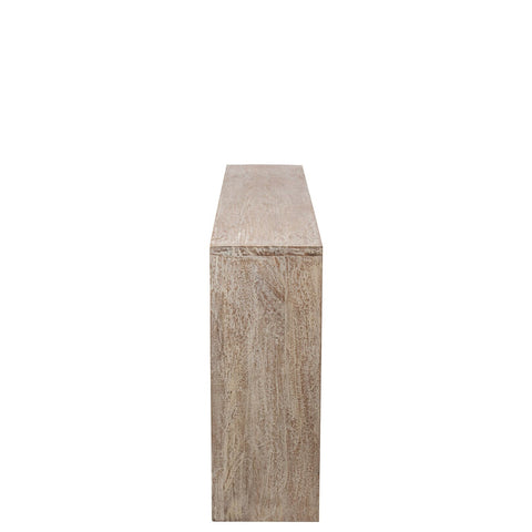 Zijkant van de witte J-Line boekenkast Mango Wood of White van mangohout.