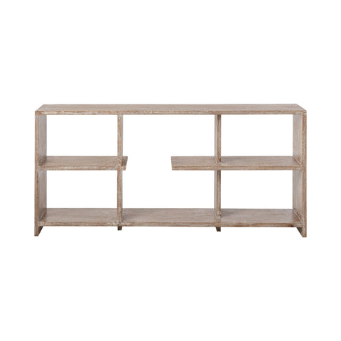 J-Line boekenkast Mango Wood of White in wit mangohout met open vakken.