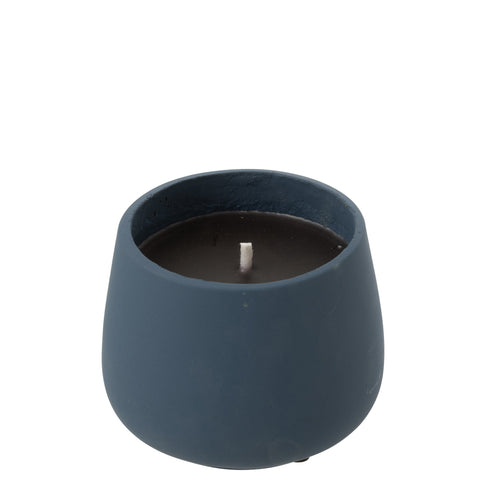 J-Line Buitenkaars ‘Cyra Cement Blue’ small formaat – compacte blauwe kaars in cement
