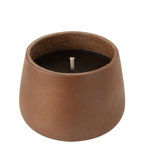 J-Line Buitenkaars ‘Cyra Cement Brown’ medium formaat – cementen kaars in warme bruintint