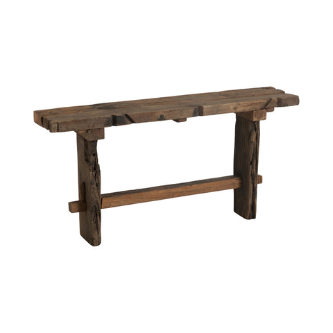 J-Line console Rough van gerecycleerd hout in bruin, vooraanzicht.