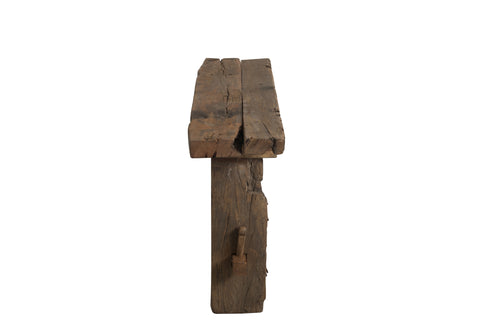 Zijkant van de J-Line houten console Rough, bruin gerecycleerd hout.