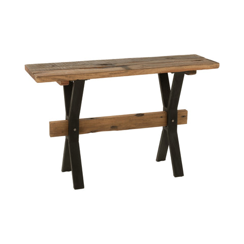 J-Line Vintage Wood Brown console van gerecycleerd hout met metalen poten