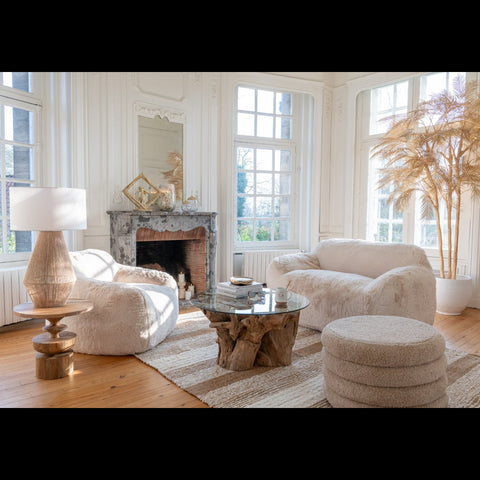 J-Line Cutie Cream Large en Small zetels in beige interieur gecombineerd
