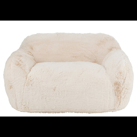 Voorzijde van de beige J-Line Cutie Cream Large fluffy zetel